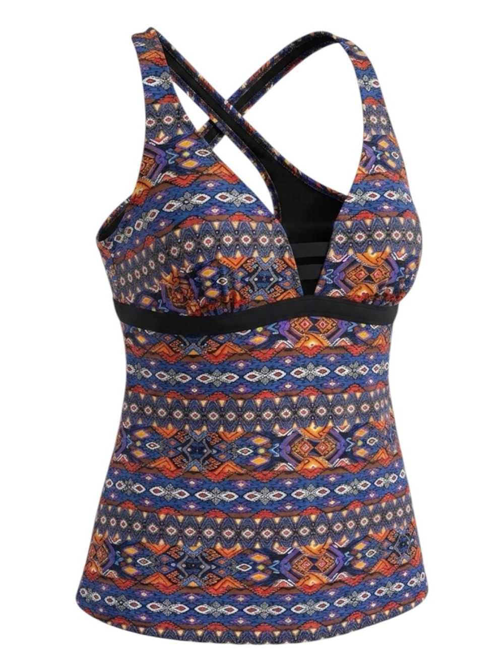 Skye Colourful Tribal Aztec Print Tankini Crossover Back Tank Swim Top Size 1X